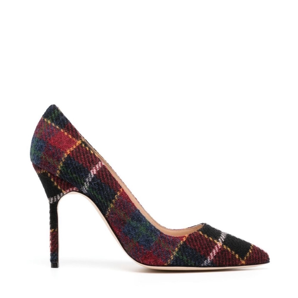 Manolo Blahnik Maya plaid pointed toe pumps